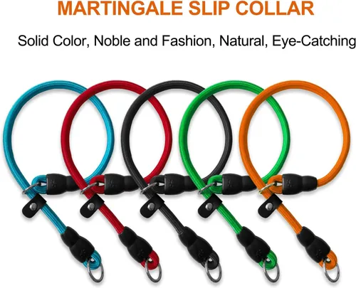 Miniatura 2 de LOS ANDES Collar para perro con tapón deslizable, gargantilla antitirones, collar martingala para perros pequeños, medianos y grandes, nailon, Negro