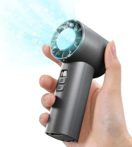 Ventilador turbo portátil de mano | Mini ventilador ajustable de velocidad (1-120) con modo de enfriamiento | Batería recargable de 5000 mAh |