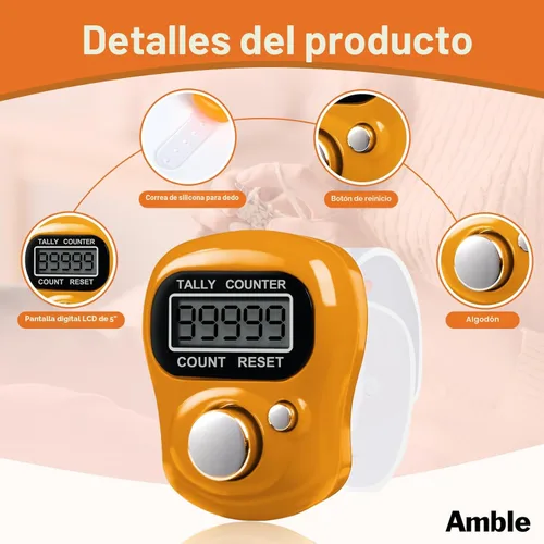 Miniatura 3 de Amble Paquete de 12 Contadores Electrónicos de Dedo, Pantalla LCD Digital Electrónica de 5 Dígitos, Contador de Clicker de Mano, Contador de Mano