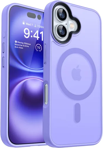 Miniatura 25 de CANSHN Funda magnética para iPhone 15 [compatible con MagSafe y probada contra caídas de grado MIL], funda delgada translúcida mate, antiarañazos, a