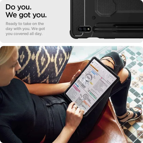 Miniatura 4 de Spigen Funda Rugged Armor para Galaxy Tab S8 (2022) / Tab S7 (2020) con soporte para bolígrafo S integrado, color negro
