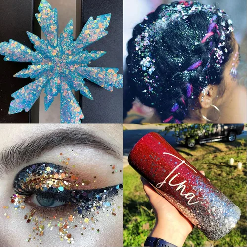 Miniatura 7 de Mezcla holográfica de purpurina gruesa y fina, 20 colores para resina, uñas iridiscentes, cabello cosmético de ojos, cara, cuerpo, lentejuelas