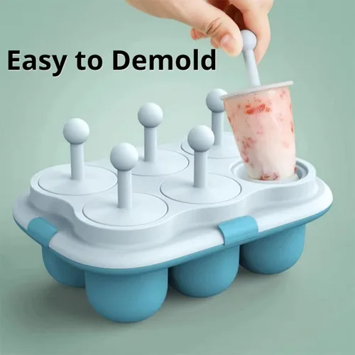 Miniatura 2 de Juego de 2 moldes para paletas de helado para niños, moldes de silicona para hacer helados, moldes de helado congelados, accesorios de cocina, fácil