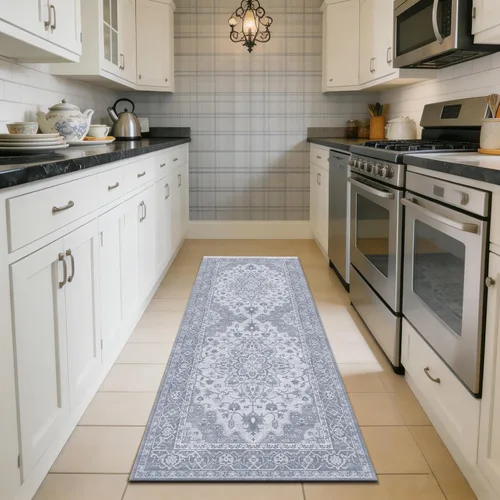 Miniatura 72 de Ukeler - Alfombra rústica con diseño floral para sala, dormitorio, comedor, Country rústico, Azul (luxury blue)