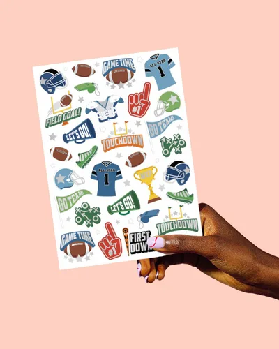 Miniatura 5 de xo, Fetti Tatuajes temporales de fútbol – 60 estilos de aluminio Fiesta de cumpleaños deportiva, suministros de fiesta de equipo de touchdown