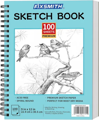 Miniatura 19 de FIXSMITH Cuaderno de bocetos de 5.5"X8.5" 100 hojas (68 lb/100gsm) Cuaderno de bocetos Papel de dibujo libre de ácido Bloc de bocetos de Negro