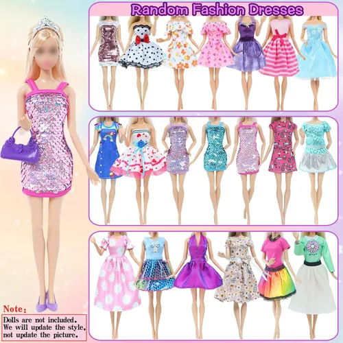 Miniatura 4 de 65 piezas de ropa y accesorios para muñecas, 5 vestidos de moda, 3 vestidos de novia, 4 trajes de arriba y pantalones, 3 trajes de baño, 5 faldas