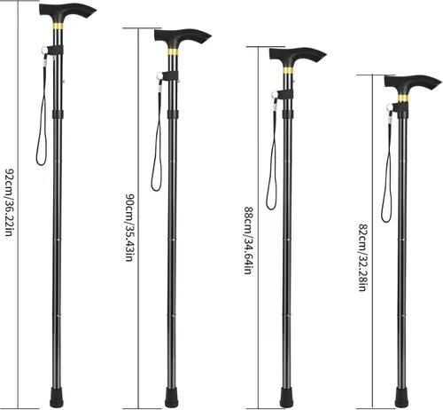 Miniatura 3 de Bastón de 5 niveles, bastones para caminar, bastones plegables plegables, ligeros, ajustables y de aluminio para personas mayores, adultos, hombres