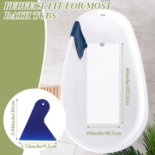 Miniatura 2 de Colingmill - Alfombrilla antideslizante de 16 x 40 pulgadas para bañera de vinilo adhesivo antideslizante antideslizante de seguridad blanca
