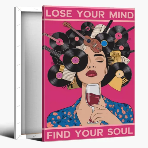 Lienzo decorativo para pared con texto en inglés "Lose Your Mind Find Your Soul", arte de pared con citas inspiradoras para la salud mental, pintura
