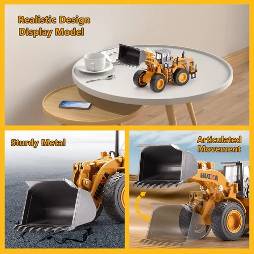 Miniatura 4 de 1/40 Escala Diecast Cuatro Ruedas Cargador Camión Juguete, Equipo de Construcción de Metal Modelos de Bulldozer para Niños