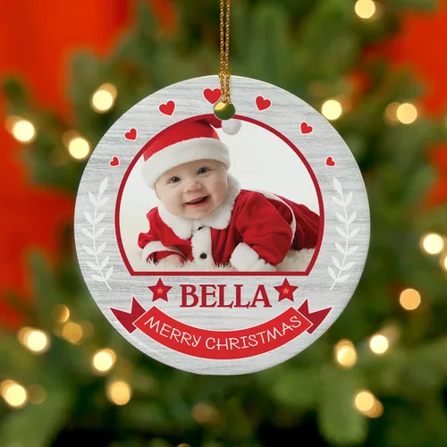 Miniatura 5 de Adorno de Navidad con foto personalizada 2023, adorno de Navidad con nombre del bebé, adorno de Navidad con texto personalizado para bebé, recién