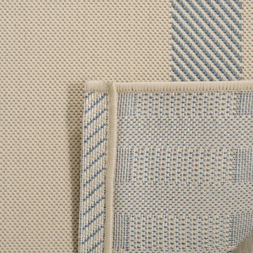Miniatura 3 de SAFAVIEH Alfombra Lavable para Exteriores Colección Courtyard - 2'3" x 4', Beige y Azul, Patrón a Cuadros, No Desprende Pelusa y Fácil Limpieza