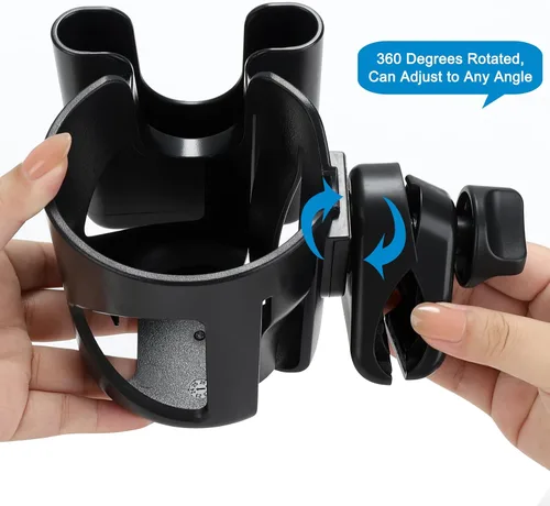 Miniatura 7 de Accmor Portavasos Universal para Andador, Portavasos para Silla de Ruedas con Soporte para Teléfono, Portabotellas Giratorio de 360° para Silla