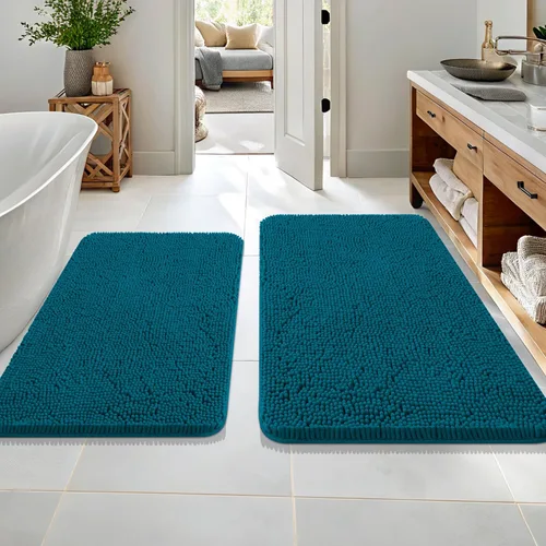 Miniatura 183 de OLANLY Juego de alfombras de baño de 2 piezas, alfombras de baño de chenilla suave y absorbente y alfombra de contorno en forma de U para inodoro