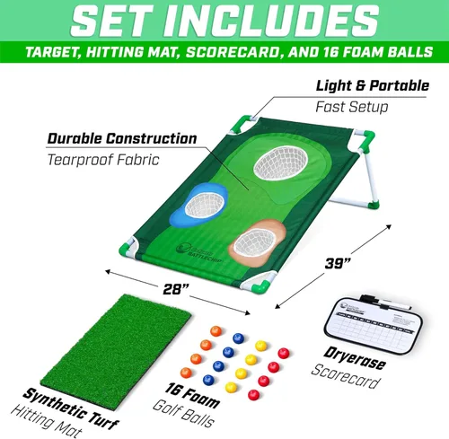 Miniatura 5 de GoSports BattleChip Backyard Golf Cornhole Games – Includes Targets, Chipping Mats, Foam Golf Balls, Scorecard and Carry Case