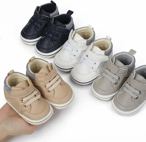 Miniatura 43 de COSANKIM Zapatos deportivos para bebé niño y niña, zapatos de tobillo altos, antideslizantes, suela suave, zapatos de cuna para niños pequeños