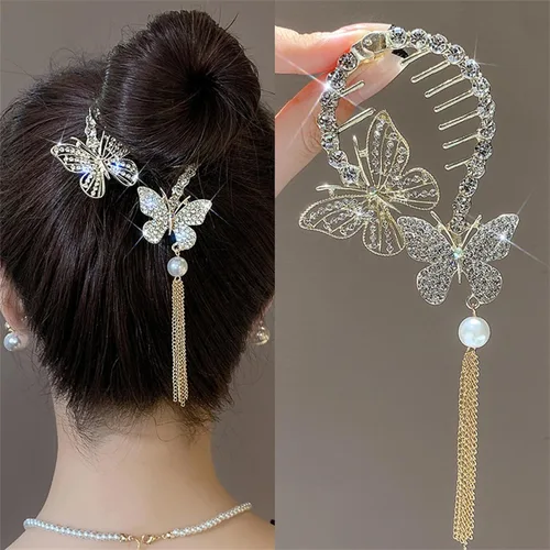 Miniatura 7 de Pinzas y Clips para el Cabello con Flores Estilo Francés Perlas Diamantes de Imitación Mariposa Twist Banana Horquillas Accesorios para el Cabello