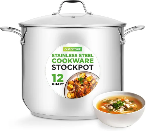 Miniatura 8 de NutriChef Olla de acero inoxidable de 2 cuartos de galón con tapa, cacerola resistente con asas ergonómicas, para todas las estufas