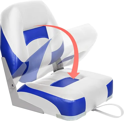 Miniatura 6 de ERGOSEAT Asiento de barco plegable con respaldo bajo de dos tonos, blanco/azul, paquete de 2 unidades Blanco/azul zafiro