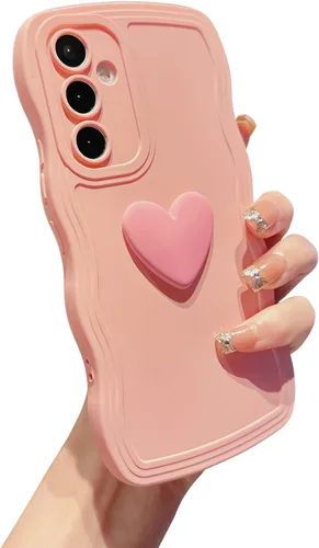 Miniatura 12 de Funda para Samsung Galaxy S22 para mujer, linda funda Kawaii 3D Love Heart color sólido rizado ondulado lente de cámara cubierta a prueba de golpes