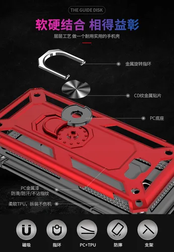 Miniatura 2 de Funda para Samsung Galaxy J4 Plus, soporte de anillo giratorio de 360 grados para Samsung SM-J415GN/DS Galaxy J4+ / SM-J415FN/DS SM-J415F/DS Rojo