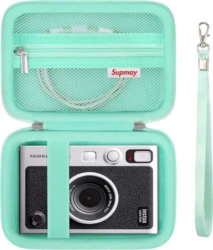 Miniatura 15 de Funda de transporte compatible con cámara instantánea Fujifilm Instax Mini EVO, bolsa de viaje con bolsillo de malla para fotos, cables USB