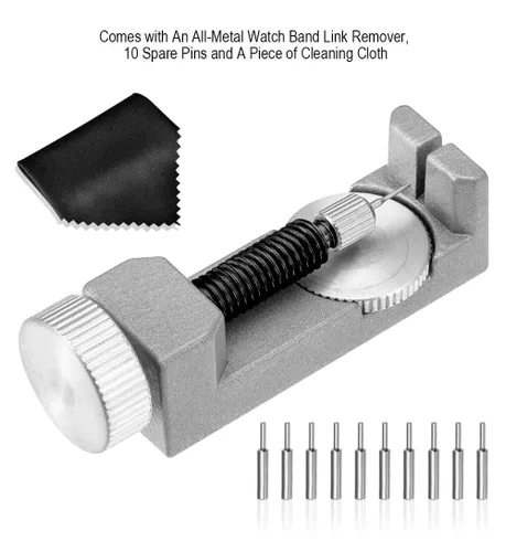 Miniatura 2 de selizo Kit de removedor de eslabones de reloj, herramienta de correa de reloj con 10 pines adicionales para extracción de pines de enlace