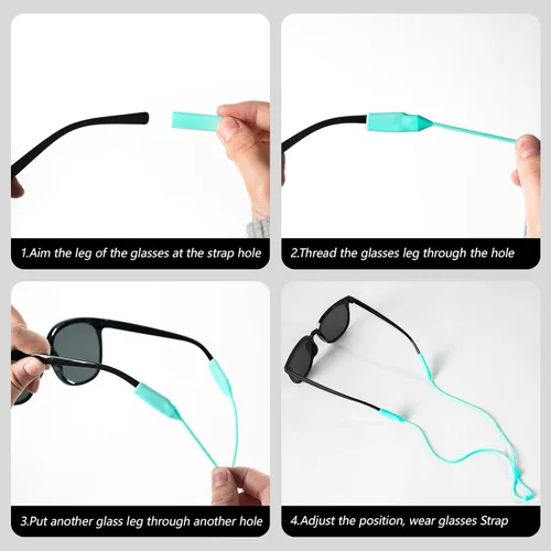 Miniatura 4 de BILIONE 6 correas ajustables para gafas, soporte de silicona antideslizante para gafas para mujeres y hombres, correa para gafas deportivas