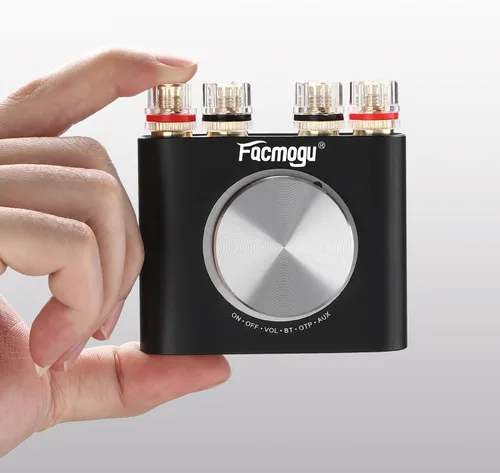 Miniatura 2 de Facmogu M6 200W Mini amplificador de potencia Bluetooth 5.0, amplificador de audio HiFi estéreo mini de 100Wx2 de doble canal con entrada Negro