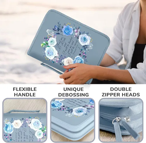 Miniatura 17 de DEHITE Funda para la Biblia para mujer, bolsas de transporte de la Biblia, tamaños medianos y grandes, ranuras para bolígrafos, tela de primera