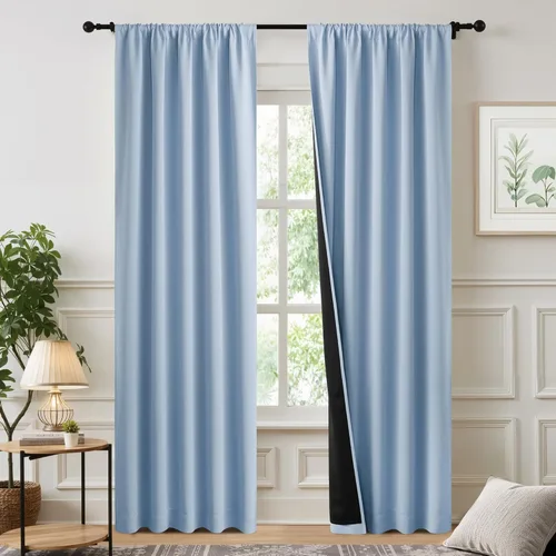 Miniatura 125 de NICETOWN Cortinas blancas 100% opacas, 2 capas gruesas completamente opacas con bolsillo para barra, cortinas aislantes térmicas para Blanco puro