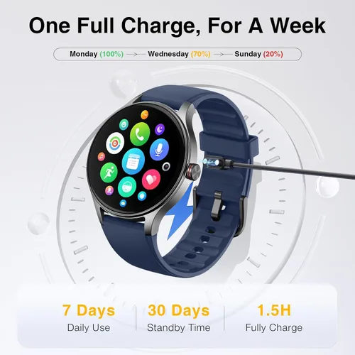 Miniatura 7 de Fitpolo Reloj inteligente para hombres y mujeres, Android iPhone, rastreador de actividad física HD de 1.27 pulgadas con llamadas y respuesta