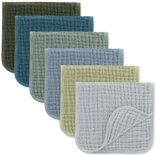Miniatura 8 de Comfy Cubs - Paquete de 6 paños de muselina para eructos, 20 x 10 pulgadas, grandes, de 6 capas, 100 % algodón ultra absorbente para babeo