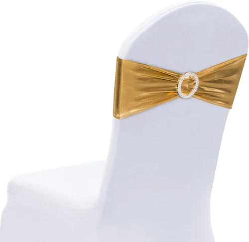 Miniatura 14 de Obstal 10 cintas elásticas de elastano para sillas de recepción de boda, bandas elásticas universales para silla con hebilla deslizante