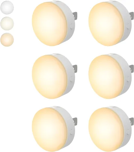 Miniatura 14 de Luz nocturna enchufable, mini luces nocturnas LED regulables para niños, sensor automático del atardecer al amanecer, lámpara nocturna de encendido