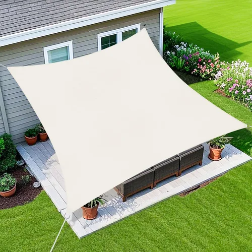 Amagenix Toldo tipo vela de 6 x 10 pies con borde curvado para exteriores, color crema, transpirable, 95% bloqueo UV, para patio, jardín, patio