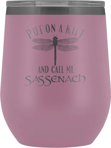 Miniatura 2 de Outlander Vaso de vino Put On A Kilt and Call Me Sassenach de 12 onzas de acero inoxidable grabado, taza para bebidas frías y calientes, color negro