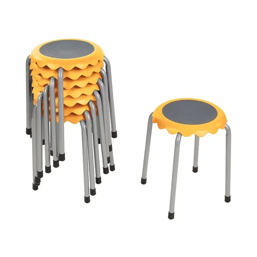 ECR4Kids Daisy - Juego de taburetes apilables, asientos flexibles, color amarillo, 8 piezas