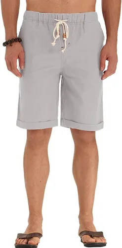 Miniatura 3 de Sailwind Pantalones cortos de lino para hombre, estilo casual, con cordón, para playa