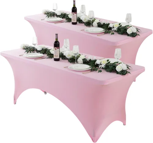 Miniatura 15 de Paquete de 2 manteles de elastano negro de 6 pies – Manteles ajustados – Mantel elástico de ajuste universal para mesas plegables – Sin arrugas