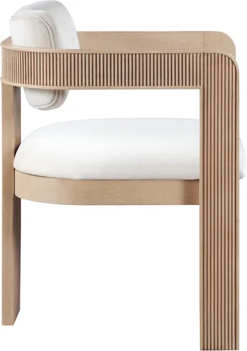 Miniatura 6 de Meridian Furniture 11094Cream-C Sacha Collection Silla de comedor Art Deco, terciopelo crema Ultra Luxe, terciopelo de 460 GSM, acabado natural