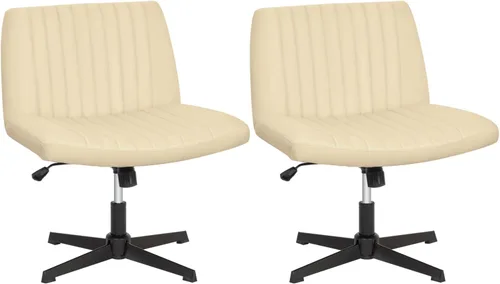 Miniatura 10 de Dopinmin Silla de tocador estable, altura ajustable, patas cruzadas sin brazos, cómoda silla de oficina, sillas de tocador de tela giratorias