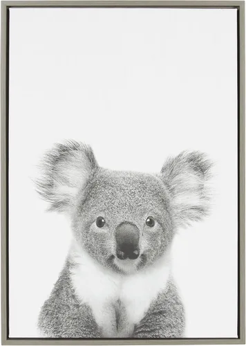 Miniatura 10 de Kate and Laurel Sylvie Koala - Lienzo enmarcado con retrato en blanco y negro por Simon Te Tai, 18 x 24 pulgadas, gris