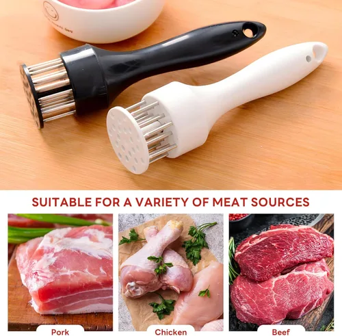 Miniatura 5 de Cuchillas de aguja de acero inoxidable herramienta ablandadora de carne con utensilios de cocina ultra afilados de profesión jacquard para ablandar