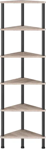 Miniatura 14 de HOOBRO Estante esquinero, estantería industrial de esquina de pared de 5 niveles con marco de metal, estante de exhibición de plantas, estantería
