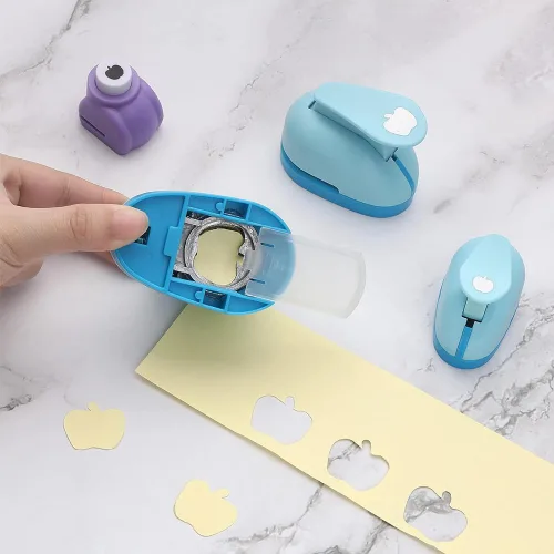 Miniatura 5 de CHGCRAFT 4 tamaños mini perforador de papel para manualidades de manzana, perforadores de papel en forma de manzana, perforador de papel