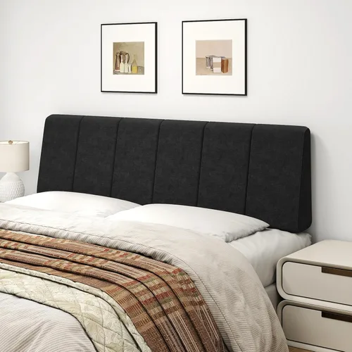 Cabecero Tamaño Queen Solamente - Sin Ensamblaje, Cabecero Tapizado Tamaño Queen Tela de Lino Estilo Moderno Cabeceros para Cama Ajustable Negro