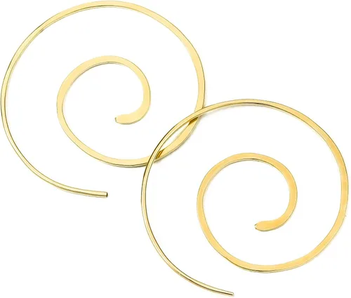 Miniatura 21 de Pendientes de aro delgados martillados, elegantes geométricos de plata de ley maciza, relleno de oro y relleno de oro rosa; para mujeres de Lotus