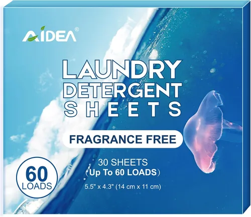 Miniatura 13 de AIDEA Hojas de detergente para ropa, sin perfume (160 cargas), 80 hojas, jabón de lavandería, detergente para lavadora, hoja de detergente libre